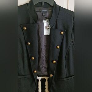 Torrid Nwt Sz2 Military Black Ponte Jacket W Metal Button Accents